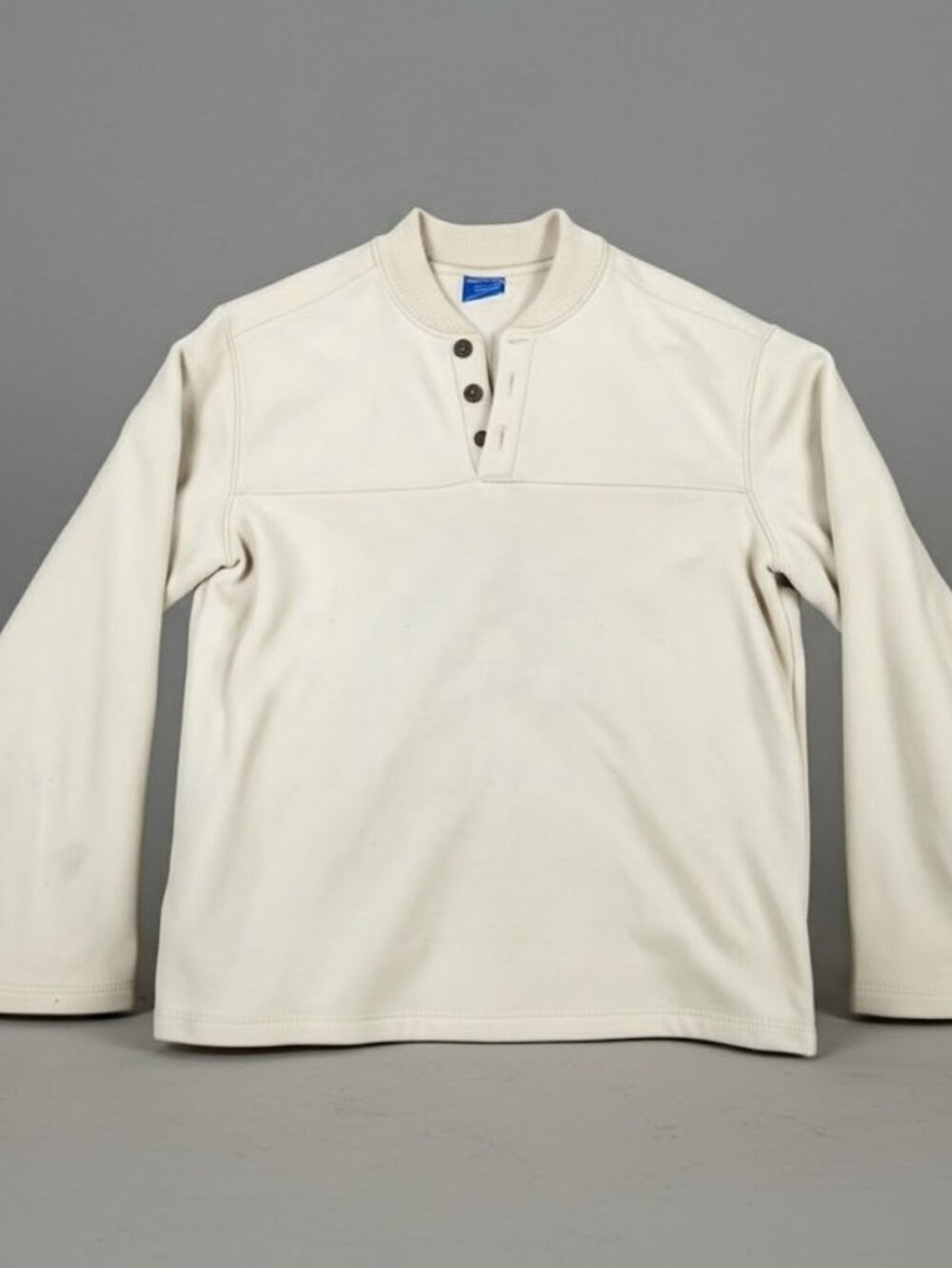 PURITAN - Vtg Tan 1/4 Button Up V-neck Sweater, Mens Size Large
